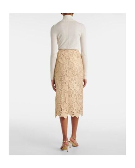 Oscar de la Renta Natural Guipure Lace Pencil Skirt