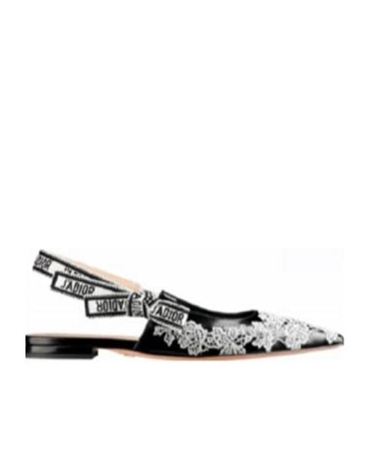 Dior White J'A Slingback Flat