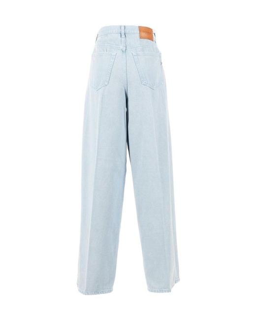 Dondup Blue High-Rise Wide-Leg Jeans