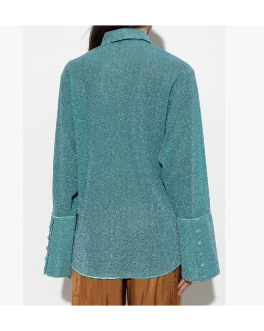 Oseree Blue Oséree Lurex Oversized Shirt