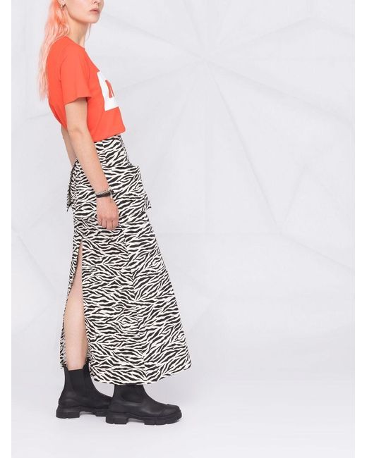 MSGM Pink Logo-Print Cropped T-Shirt