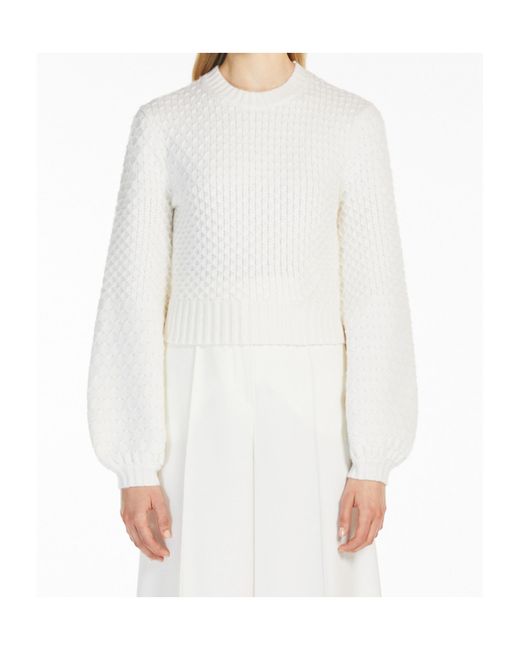 Max Mara White Elvira Crewneck Knitted Jumper