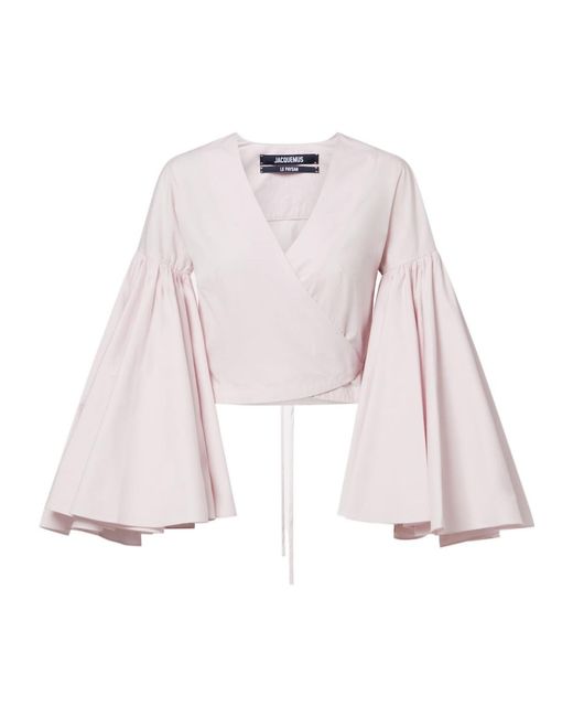 Jacquemus Pink Paysan Cotton Poplin Wrap Top