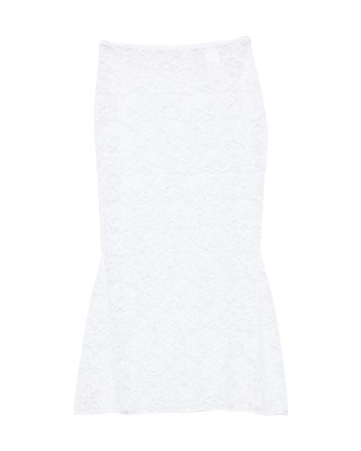 Oseree White Floral-Patterned Skirt