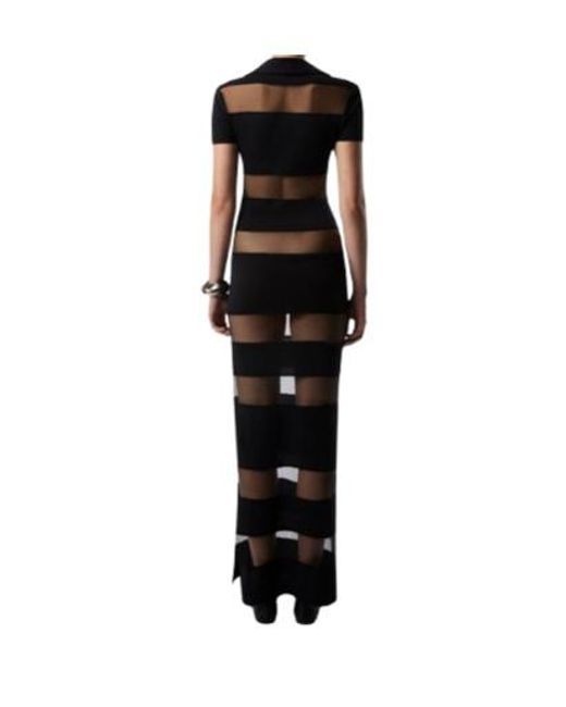 Coperni Black Striped Sheer Polo Dress