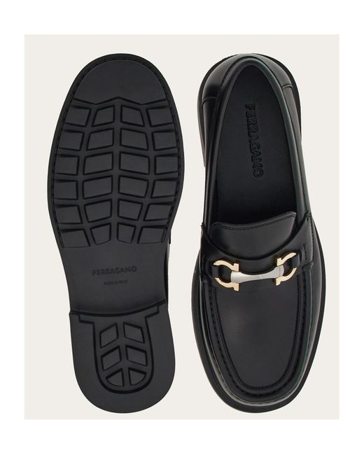 Ferragamo Black Ferragamo Gancini-Plaque Slip-On Loafers for men