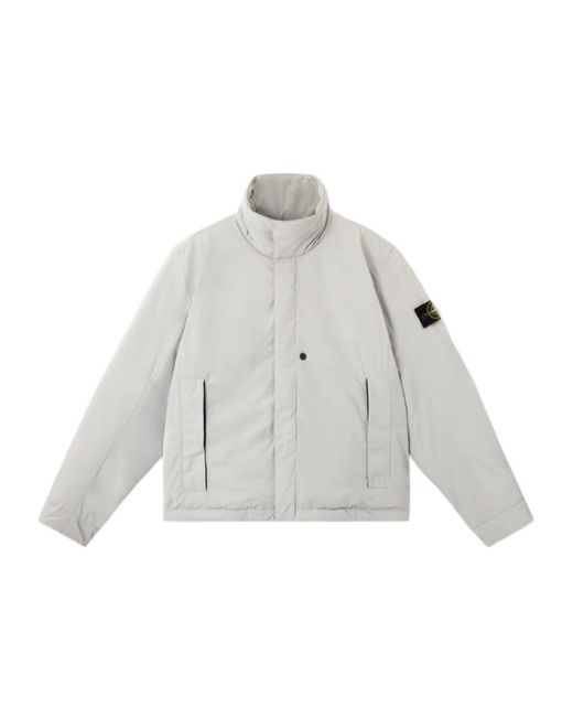 Stone Island White Logo Patch High Neck Jacket for men