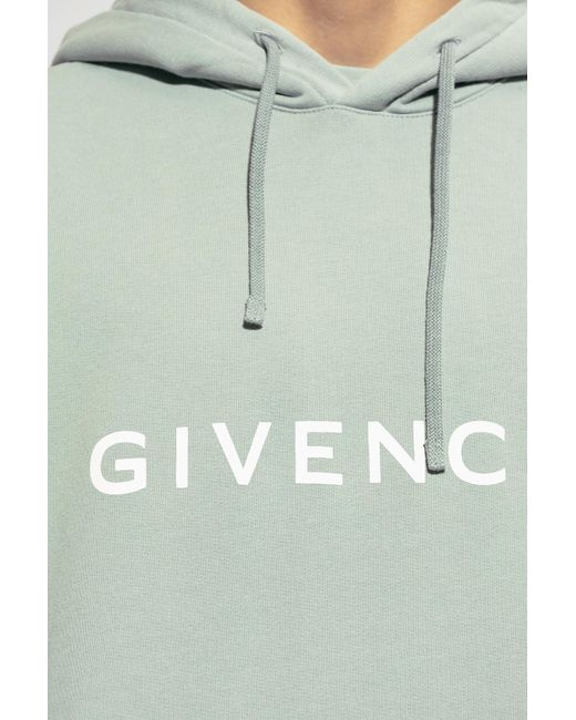 Givenchy Gray Logo Print Drawstring Hoodie for men