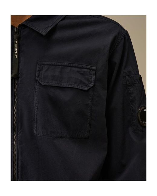 C P Company Black Lens Detailed Zipped Shirt for men