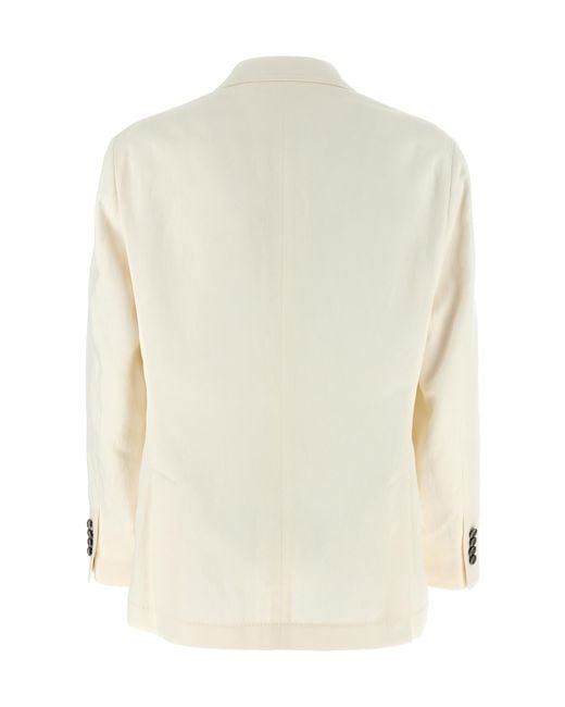 Brunello Cucinelli White Double-Breasted Blazer for men
