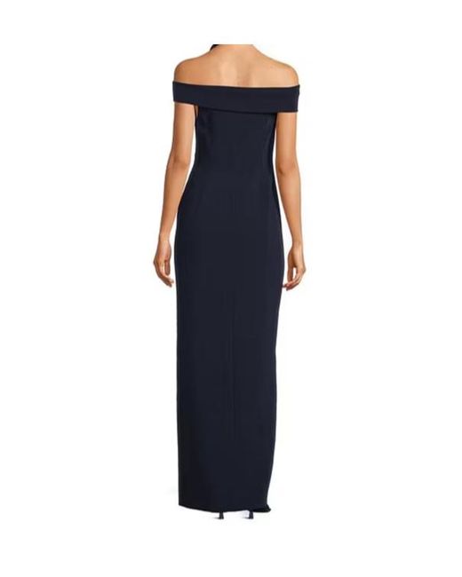 Ralph Lauren Lauren Off-Shoulder Fitted Bodice Maxi Dress in Blue | Lyst