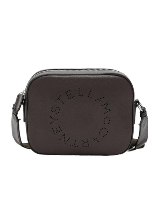 Stella McCartney Black Perforated Logo Strapped Camera Crossbody Bag