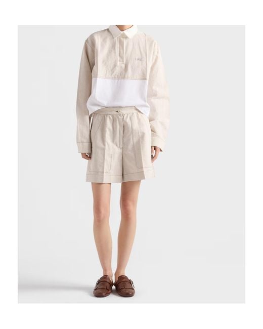 Prada Natural Chambray Shorts