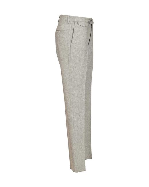 Tagliatore Gray Pleated Flannel Pants for men