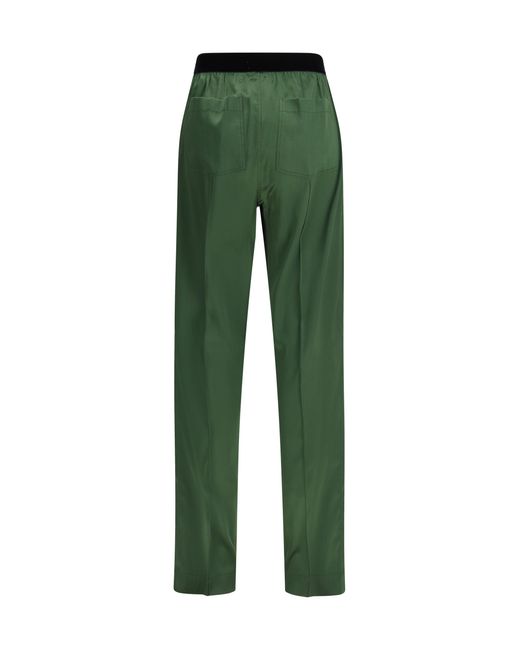 Tom Ford Green Satin Straight Leg Pants