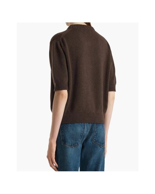 Khaite Brown Short Sleeved Crewneck Jumper