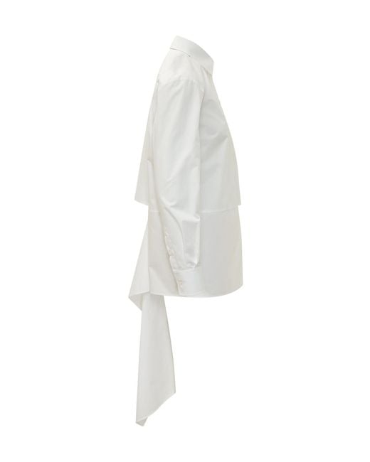 MSGM White Asymmetric Tail Detail Shirt