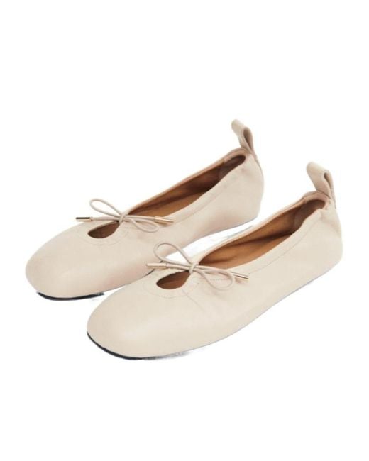 Alohas Natural Drawstring Ballet Flats