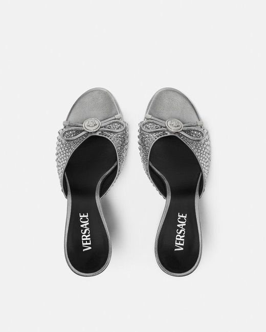Versace White Opera Bow Embellished Mules