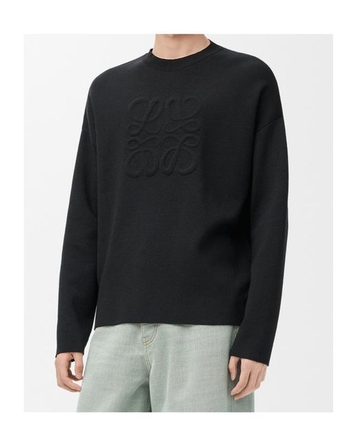 Loewe Black Logo Detailed Crewneck Jumper for men
