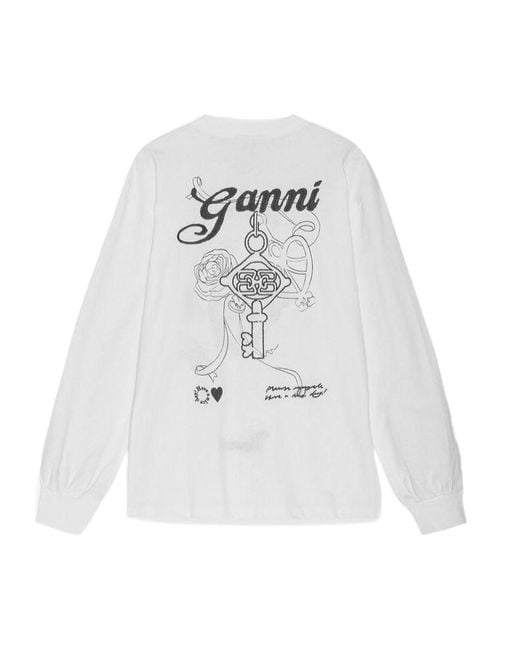 Ganni White Re-Cut Heavy Long Sleeve T-Shirt