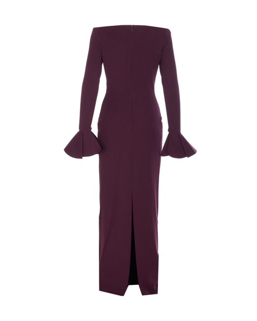 Solace London Purple London Anica Flounce-Sleeve Dress