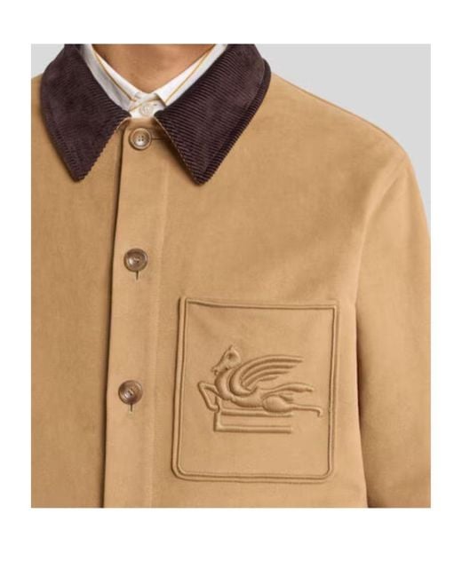 Etro Natural Pegaso Embroidered Flap Pocket Jacket for men