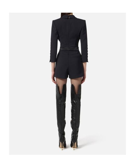 Elisabetta Franchi Black Double-Breasted Jumpsuit