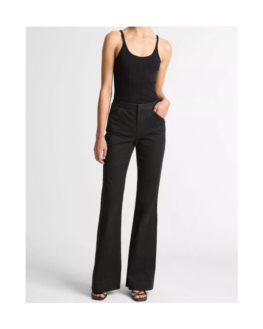 Vince Black Variegated-Rib Cotton-Blend Tank