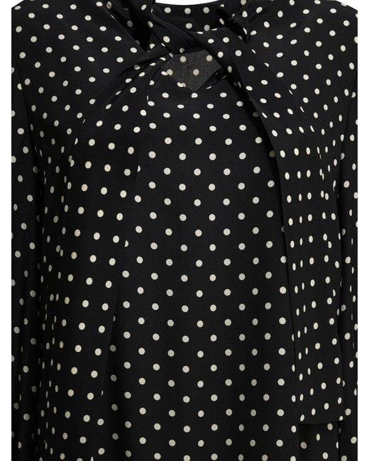 Valentino Black Polka Dot Printed Long-Sleeved Dress
