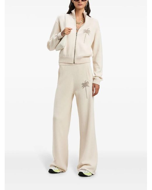 Palm Angels White Palm Tree Knitted Trousers