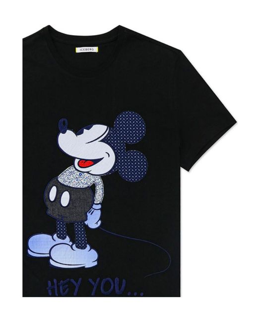 Iceberg Black T-Shirt With Round Neck And Short Sleeves for men