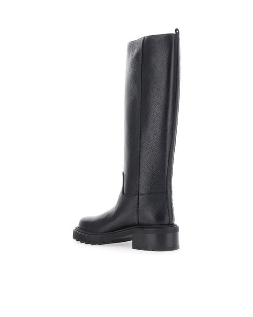 Via Roma 15 Black Round-Toed Knee-High Boots