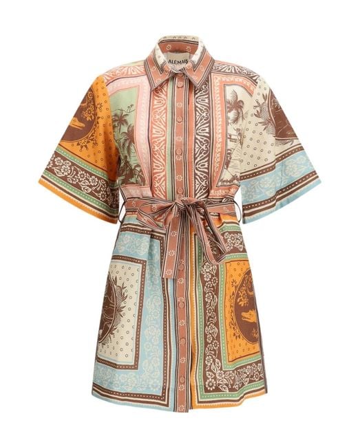 ALÉMAIS Multicolor Alberta Printed Mini Shirt Dress