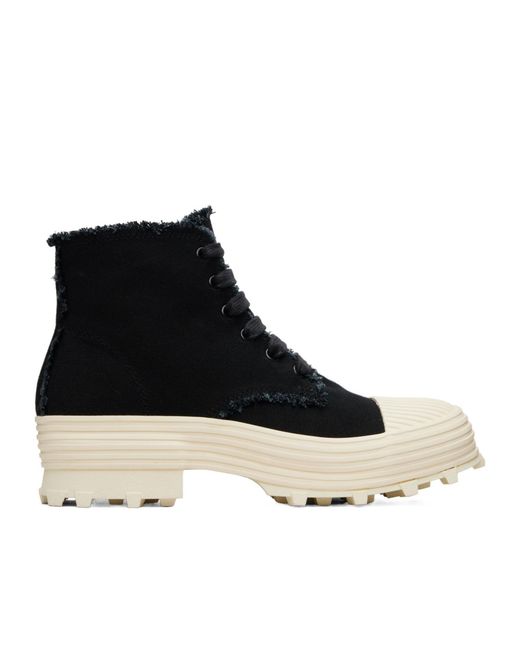 CAMPERLAB Black Traktori Frayed Lace-Up Boots for men