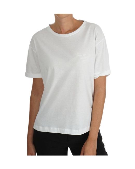 Emporio Armani White T-Shirt With Round Neck And Short Sleeves