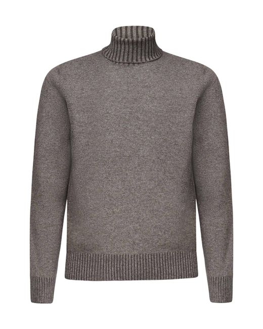 Giuliano Galiano Gray Ribbed Turtleneck Knitted Sweater for men