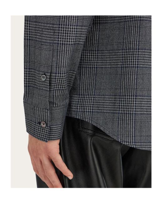 Ferragamo Gray Ferragamo Embroidered Checked Oxford Shirt for men