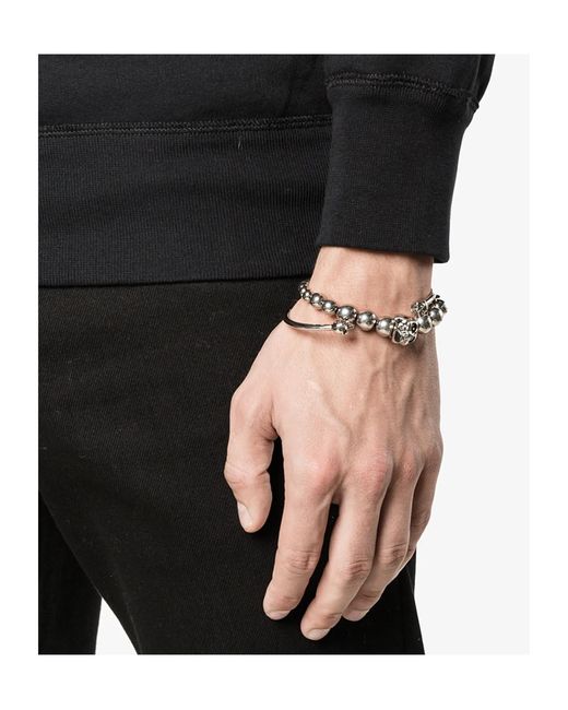 McQueen White Skull Ball Bracelet for men