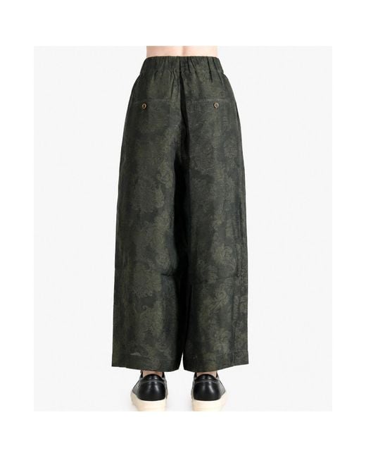 Uma Wang Green High-Waisted Wide-Leg Casual Trousers