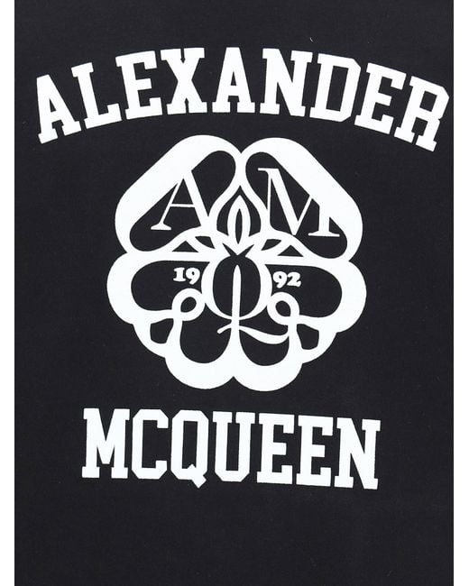McQueen Black Logo Printed Crewneck T-Shirt for men