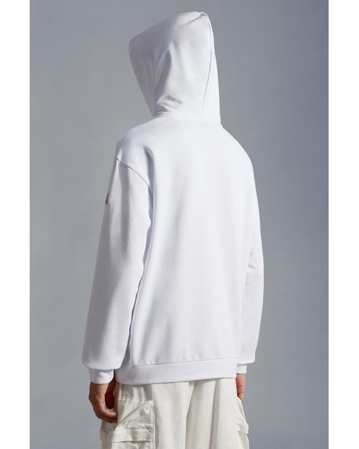 Moncler White Duck-Print Cotton Hoodie for men