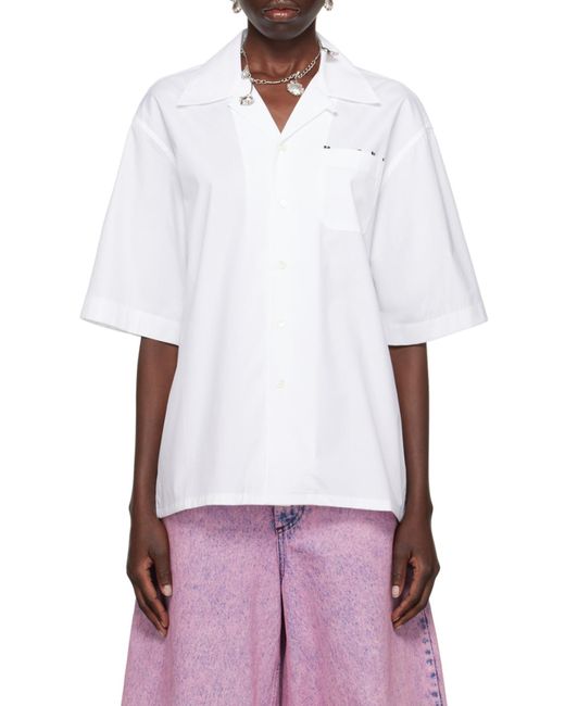 Marni White Chest Patch Pocket Short-Sleeved Shirt for men