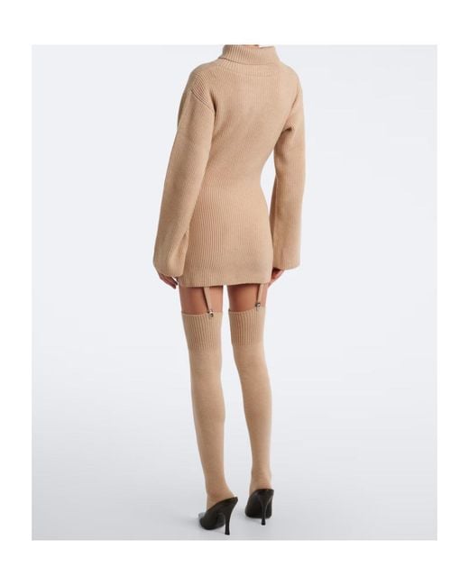 AYA MUSE Natural Cursa Ribbed-Knit Wool Mini Dress And Leggings Set