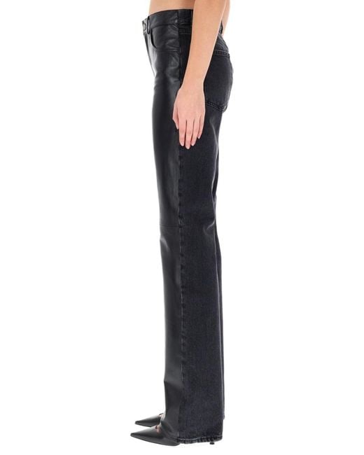 Haikure Blue Leather-Panel Jeans