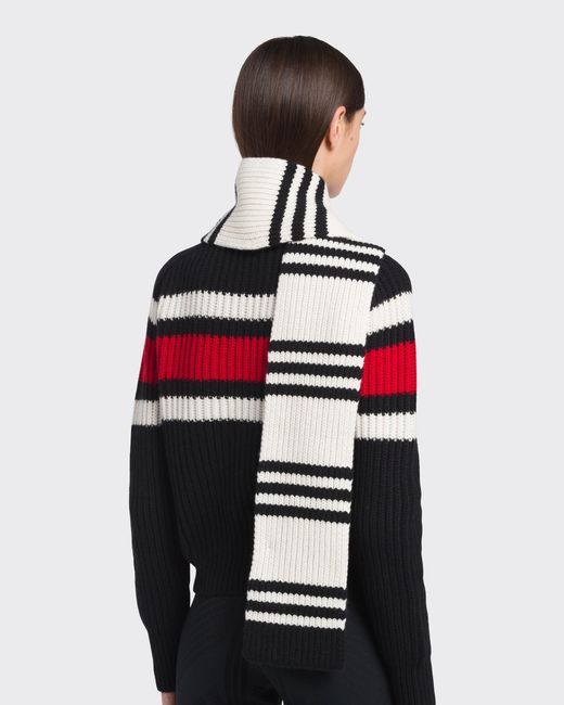 Prada White Logo Cashmere Scarf