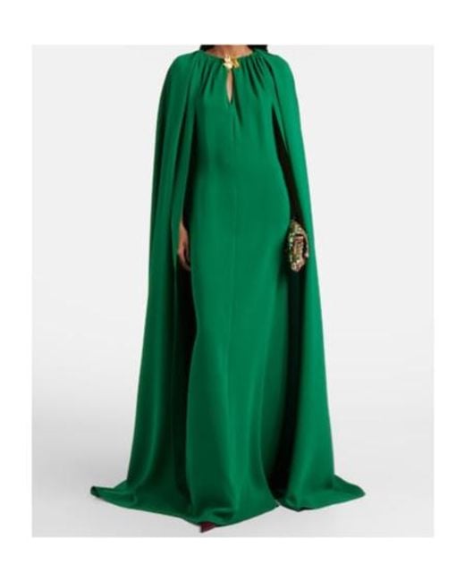 Oscar de la Renta Green Cyclamen Silk-Blend Georgette Kaftan