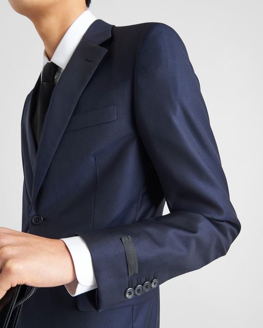 Prada Blue Single-Breasted Wool Suit for men