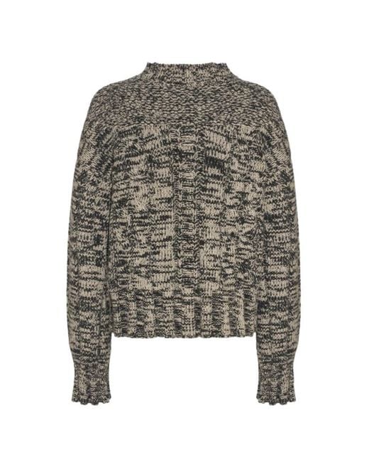 Malo Gray Mélange Cable-Knit Knitted Sweater