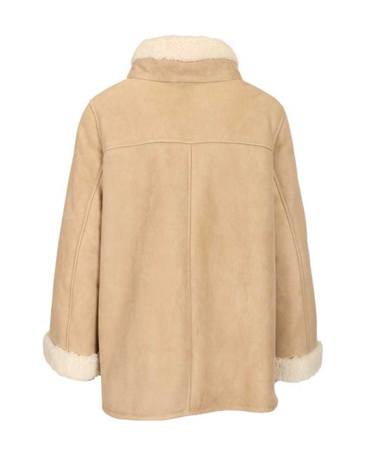 Fay Natural Stand Collar Leather Jacket